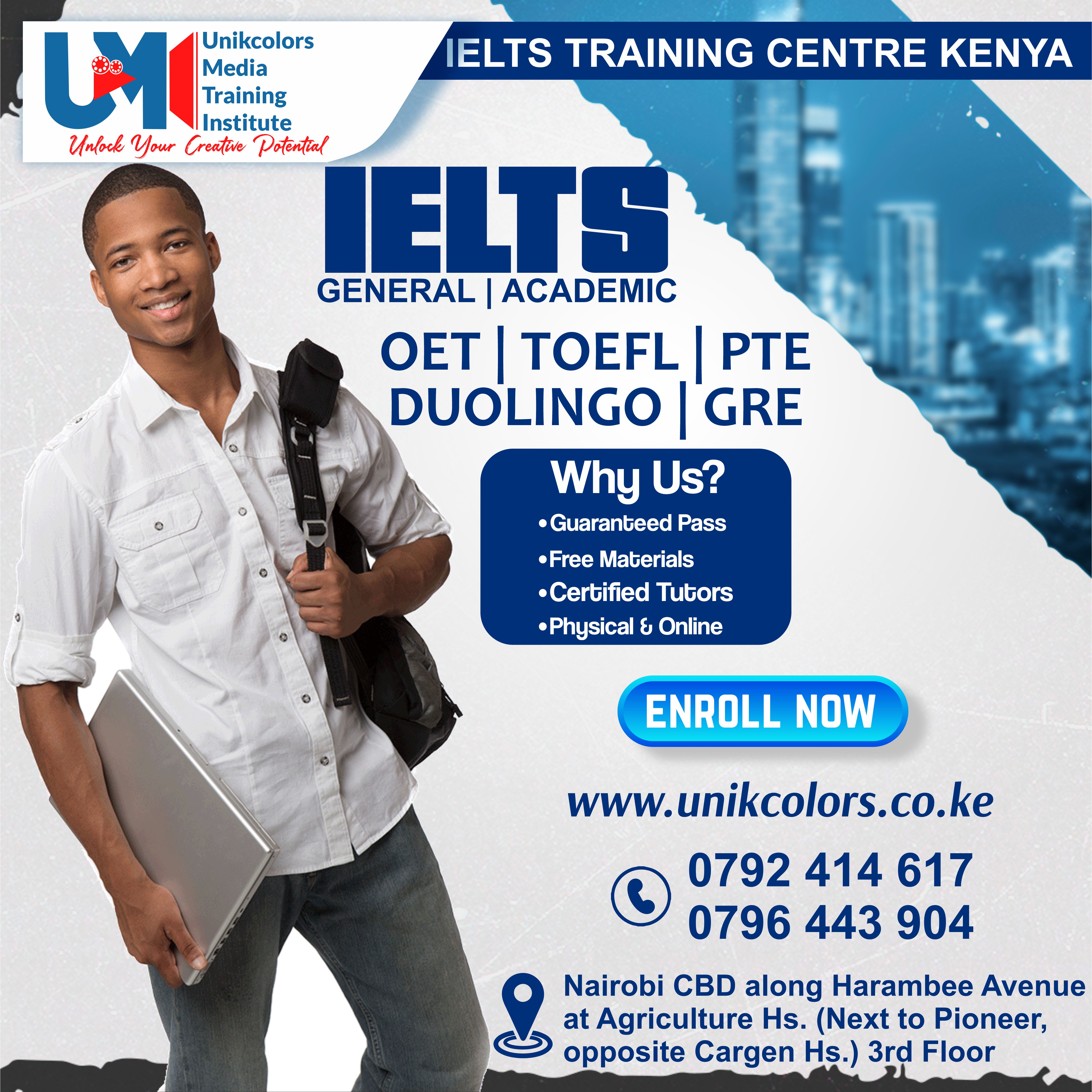 IELTS TRAINING CENTRE KENYA - IELTS PREPARATION | OET | TOEFL | PTE | GRE | DUOLINGO